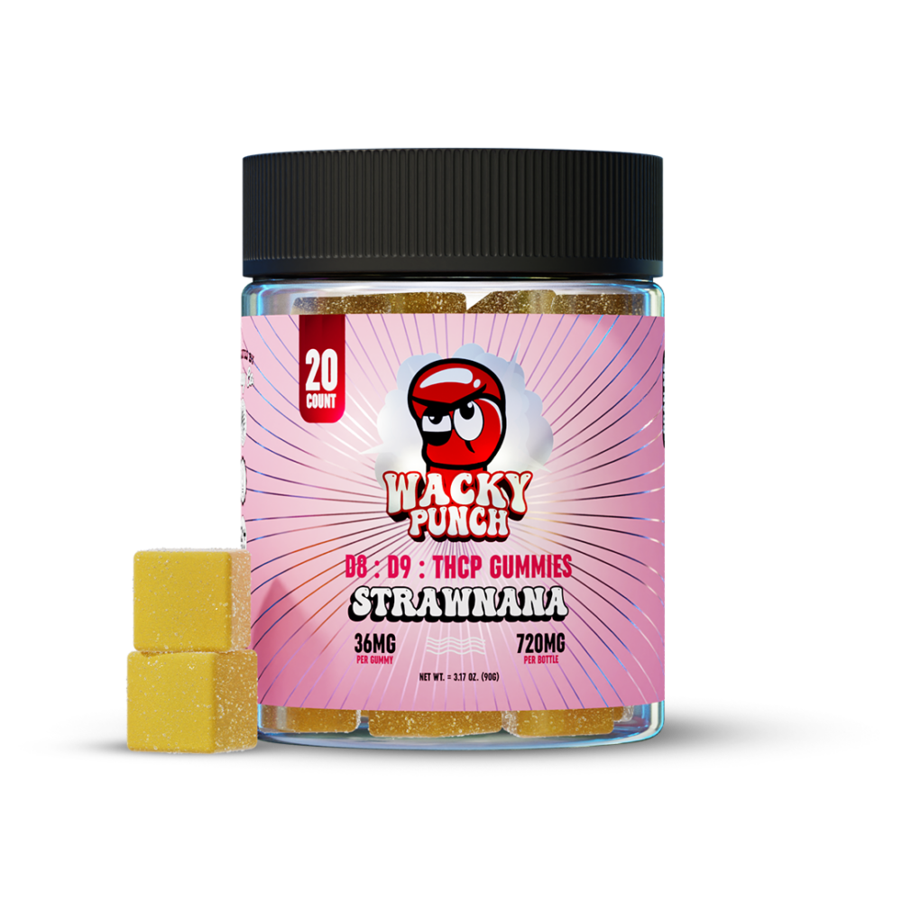 Wacky Punch: Strawnana Gummies – (720mg Delta-8, Delta-9 THC, THCP) Display Case
