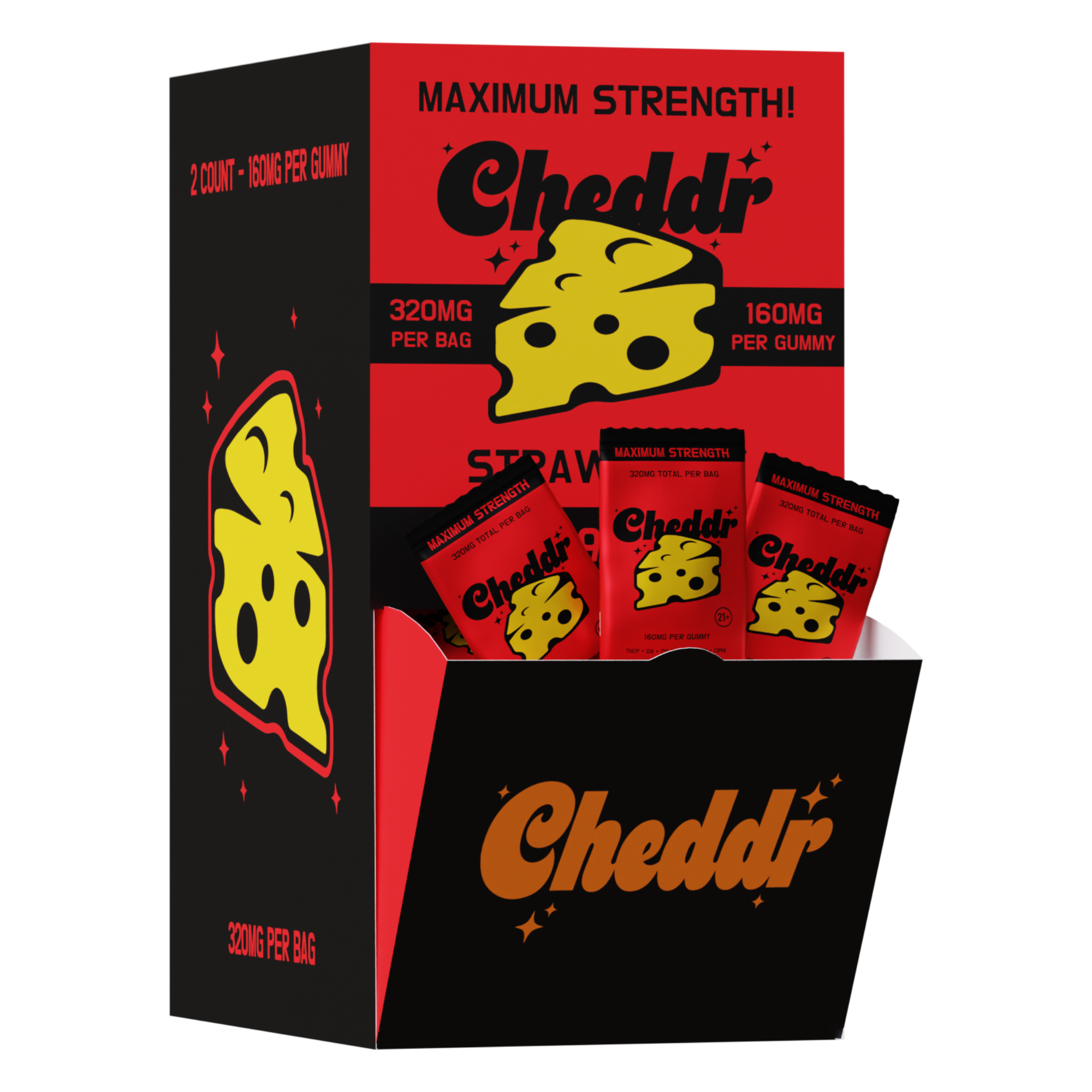 2ct 160mg Gummies - Strawberry - 40ct Feeder