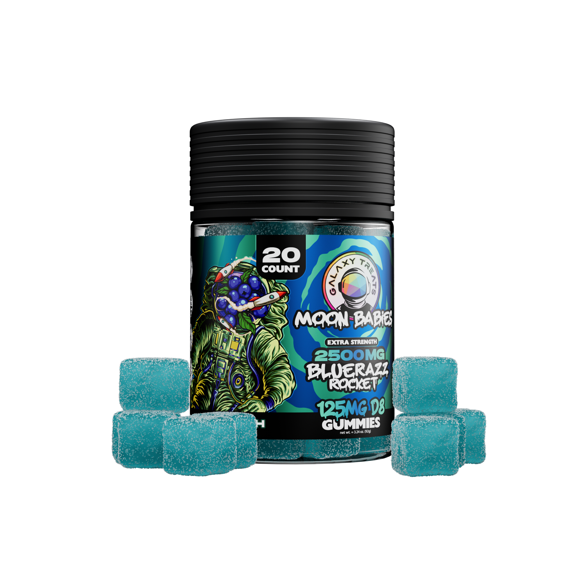 125mg D8 Gummies - BLUERAZZ ROCKET - 20ct Jar