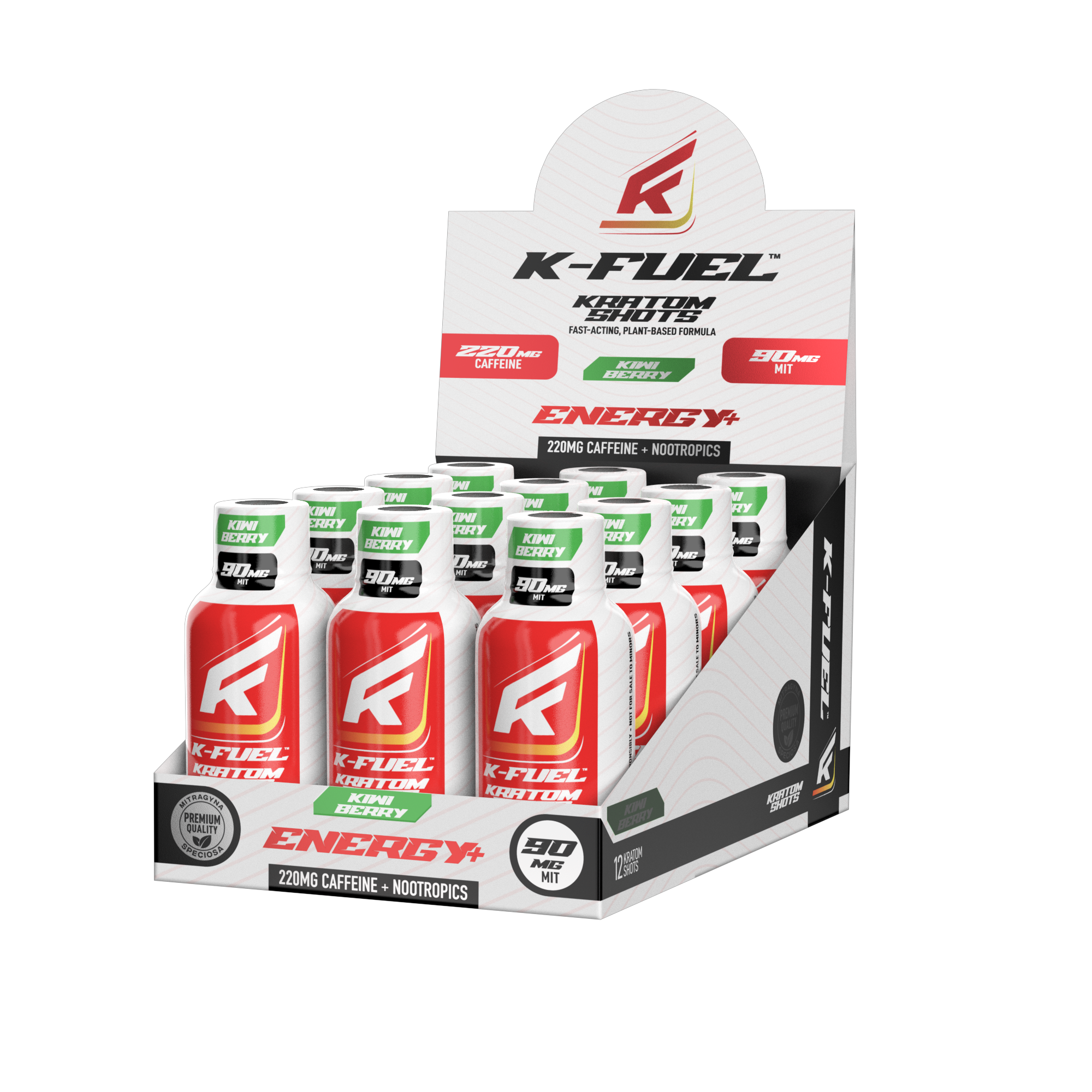 Energy + Kraton Shots – Kiwi Berry – 12ct Carton
