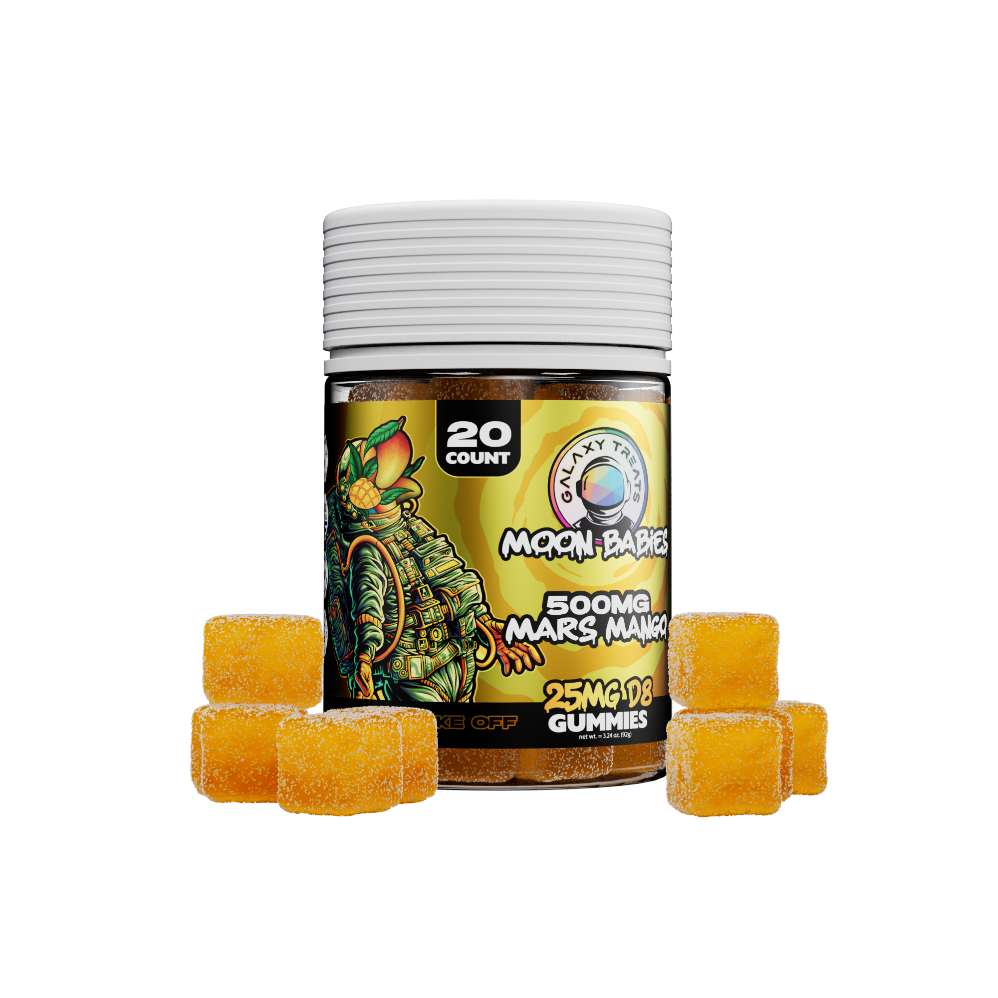 25mg D8 Gummies - MARS MANGO - 20ct Jars