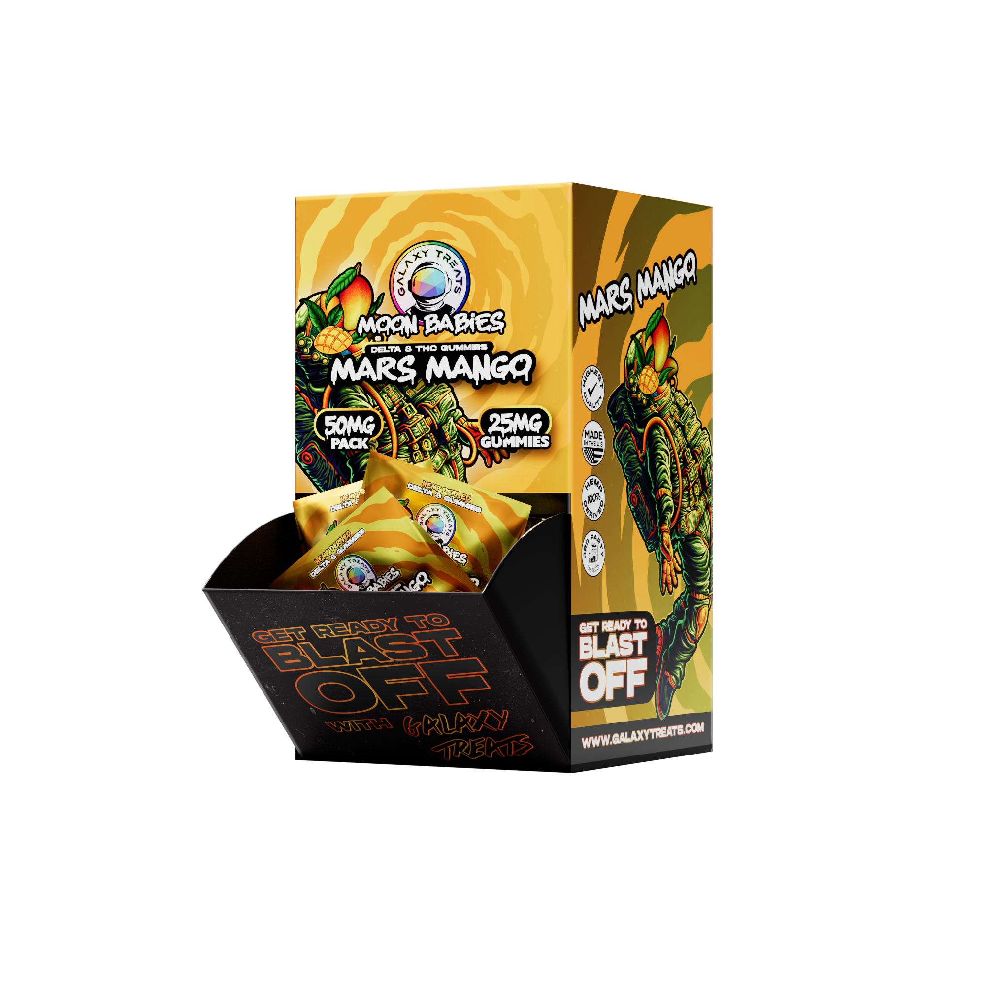 25mg D8 Gummies - MARS MANGO - 2pk/50ct Feeder