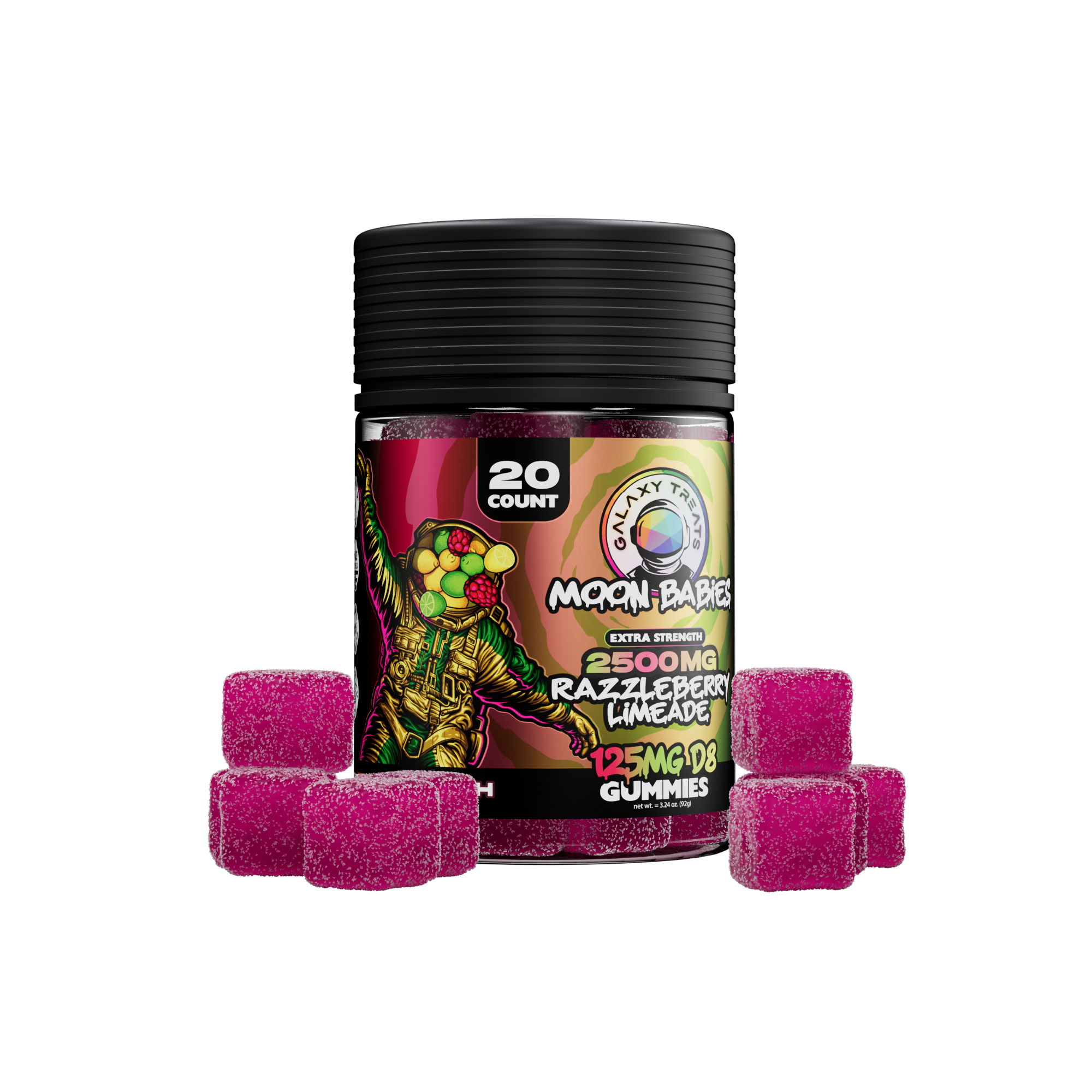 125mg D8 Gummies - RAZZLEBERRY LIMEADE - 20ct Jar