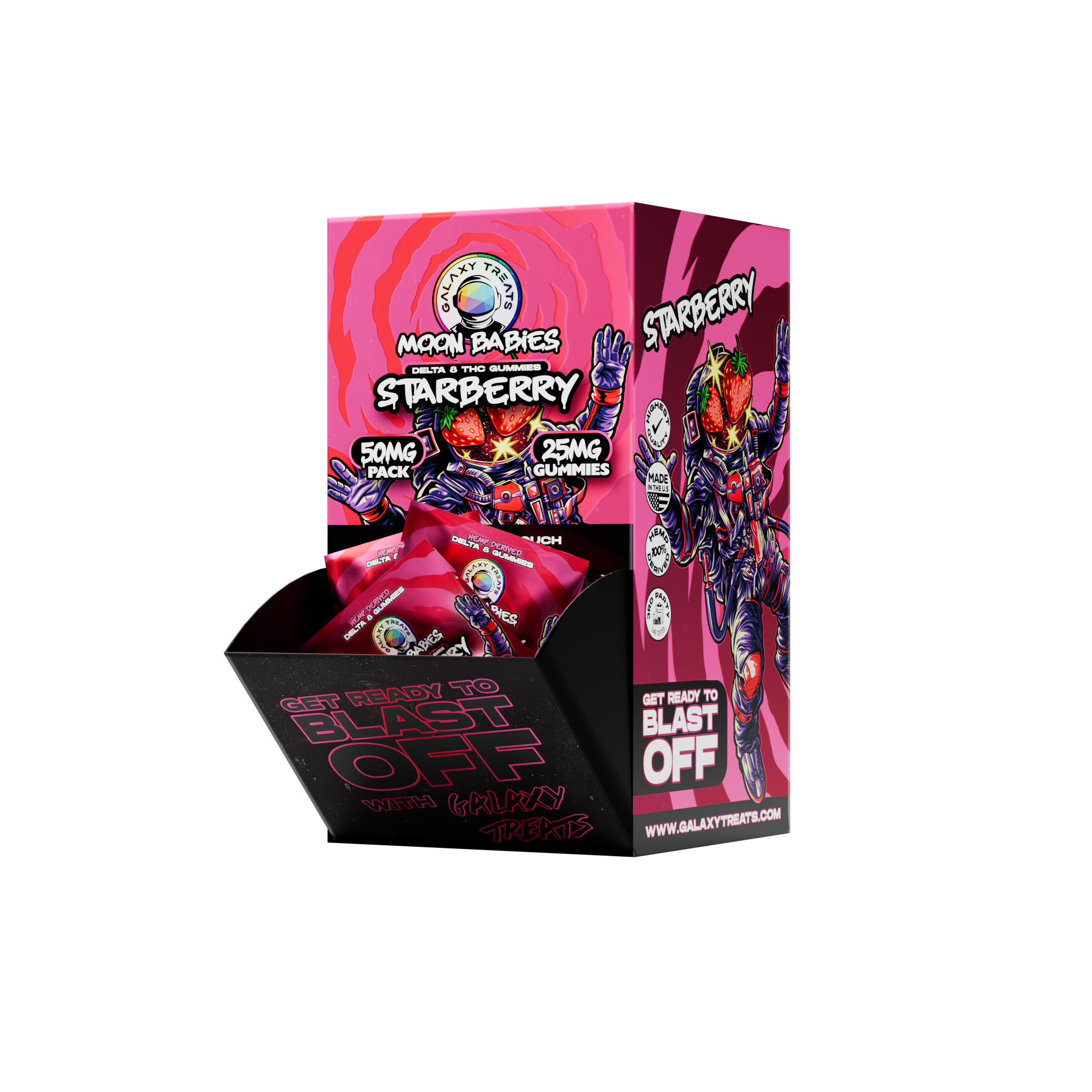 25mg D8 Gummies - STARBERRY - 2pk/50ct Feeder